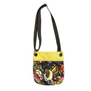 Fossil‎ Key-Per Coated Canvas Leather Trim Floral Crossbody Bag Purse Small